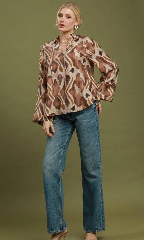Ikat Print Blouse