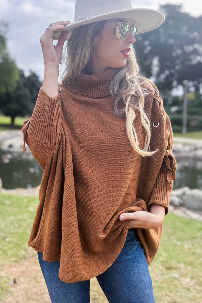 Lace Sleeve Turtleneck Top