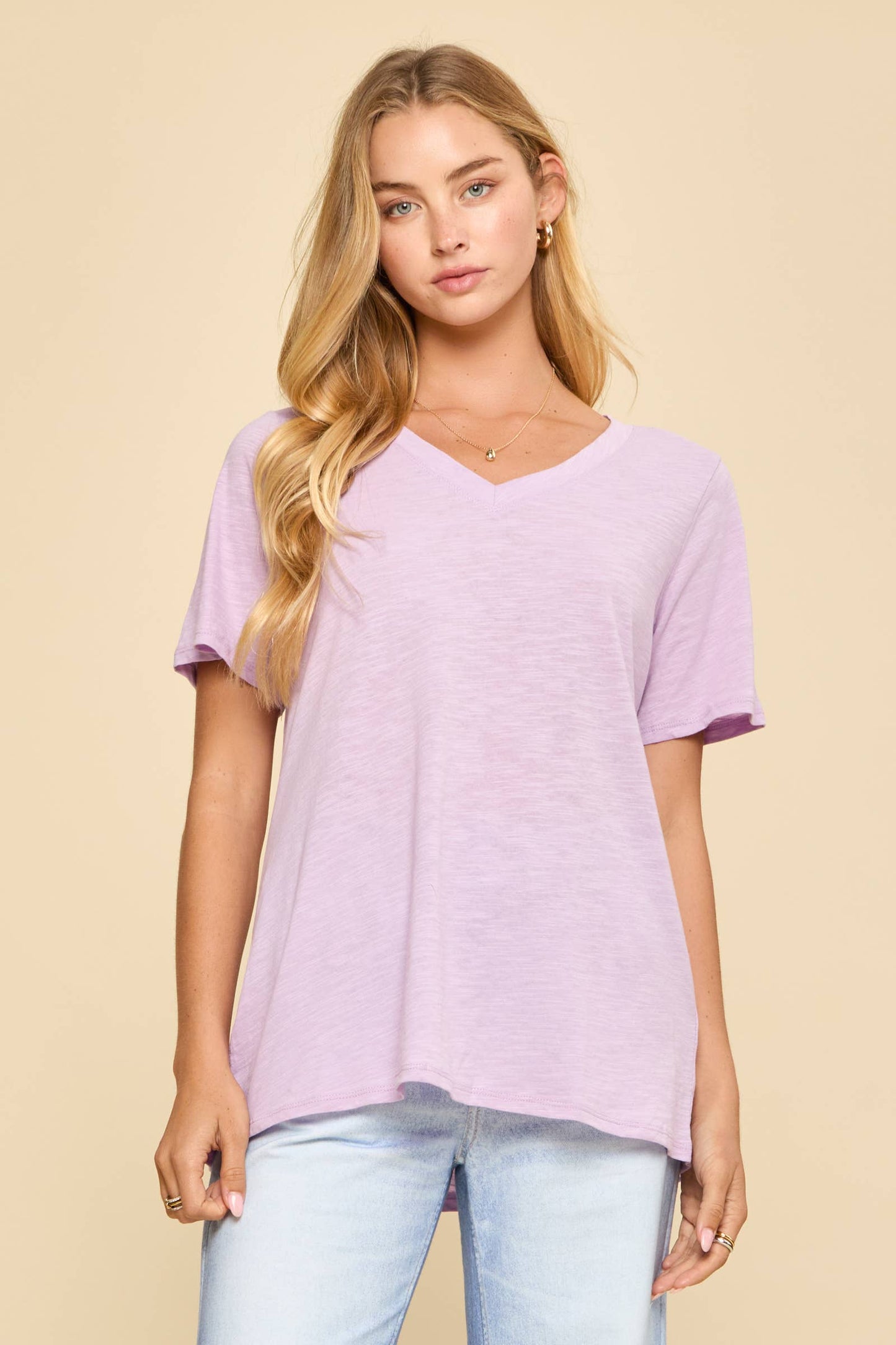 Cotton V-Neck Knit Top