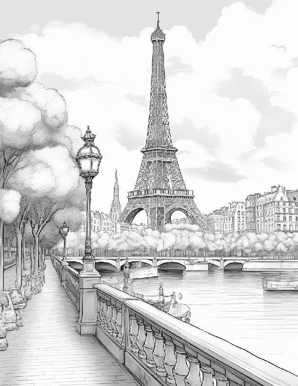 Paris Coloring Sheets