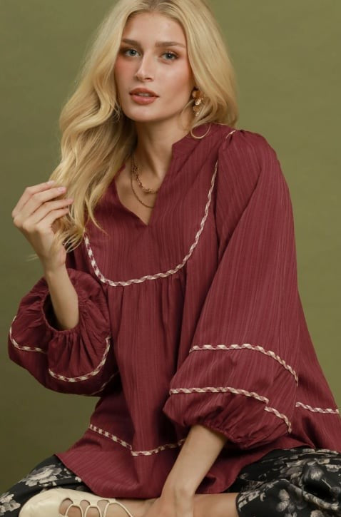 Textured Trim Blouse