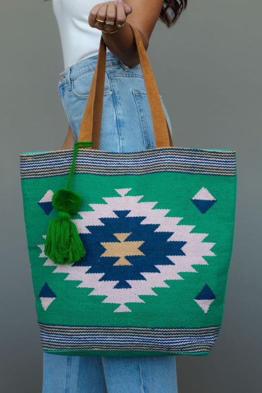 Green Aztech Tote Bag