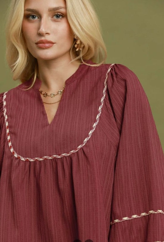 Textured Trim Blouse