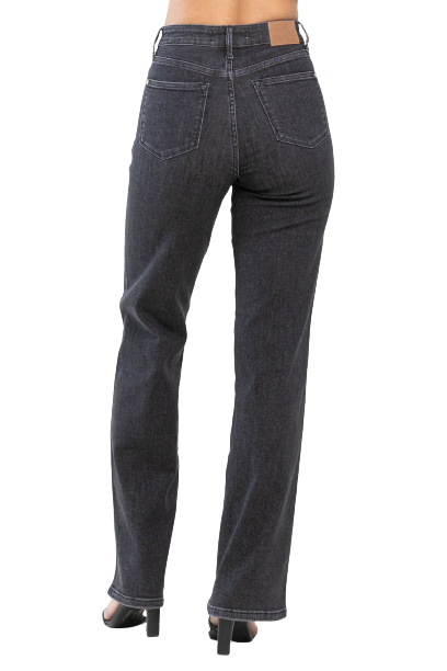 Judy Blue Tummy Control Washed Black Straight Denim