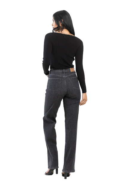 Judy Blue Tummy Control Washed Black Straight Denim