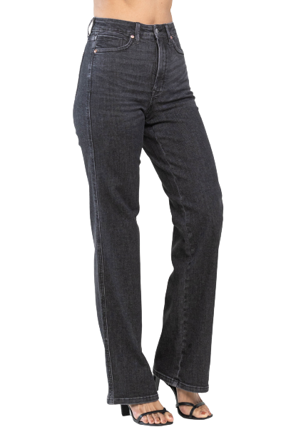 Judy Blue Tummy Control Washed Black Straight Denim