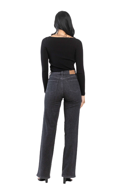 Judy Blue Tummy Control Washed Black Straight Denim