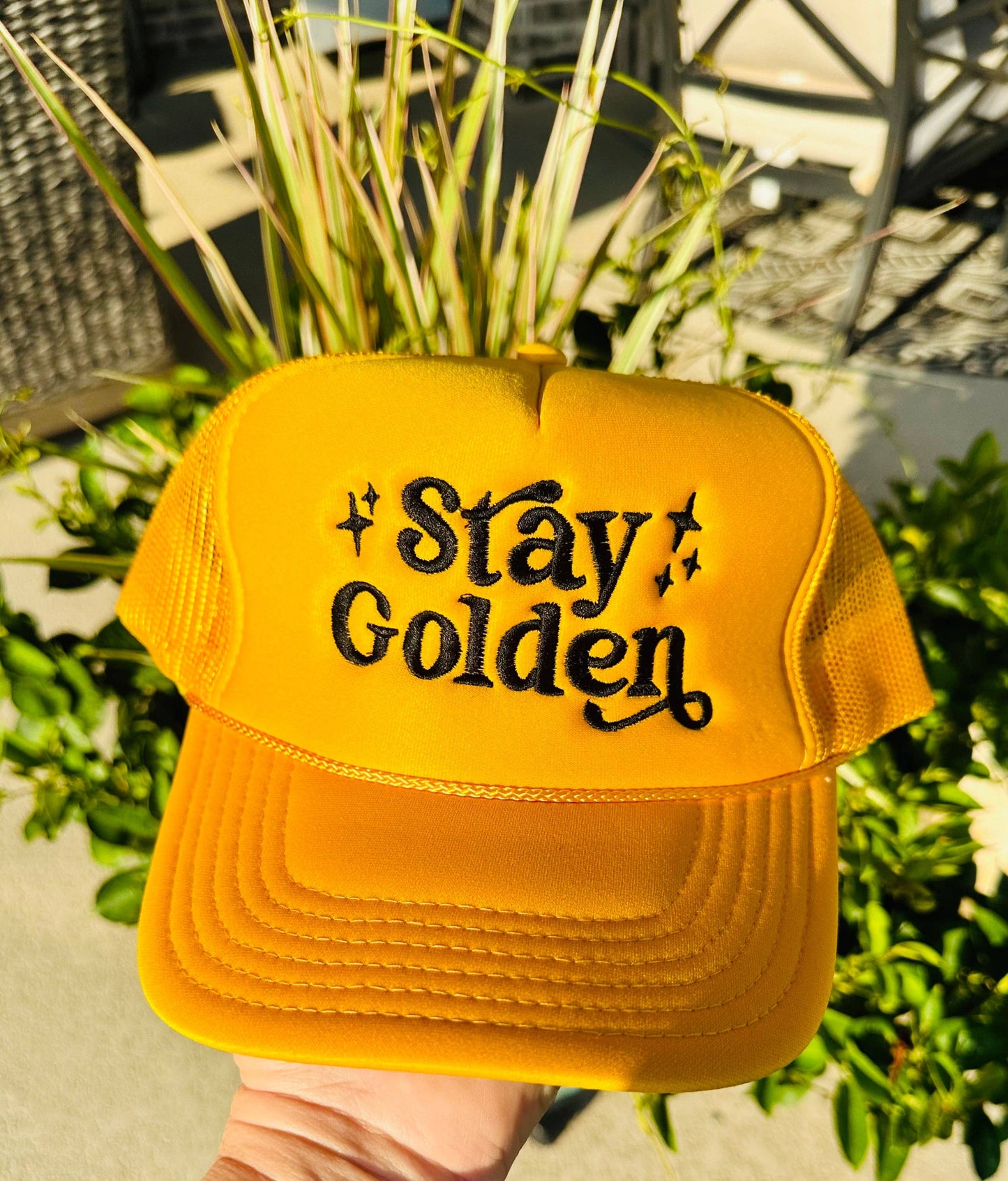 Stay Golden Embroidered Trucker Hat