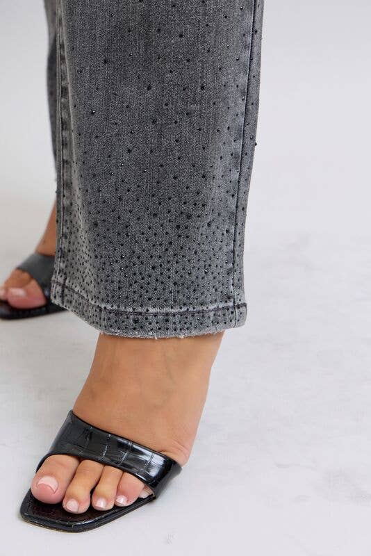 Judy Blue High Waist Rhinestone Straight Denim