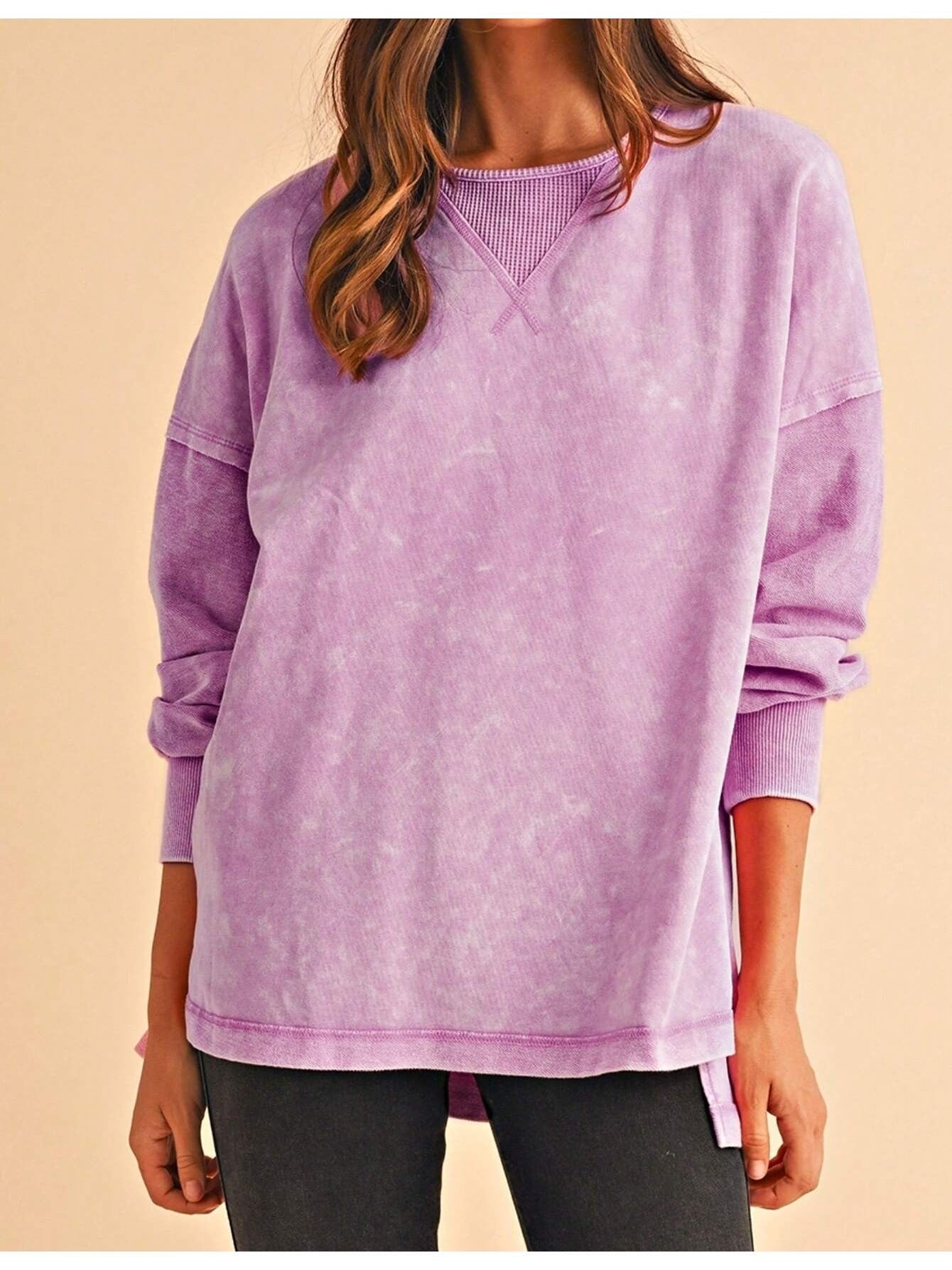 Lilac Acid Wash Sweatshirt