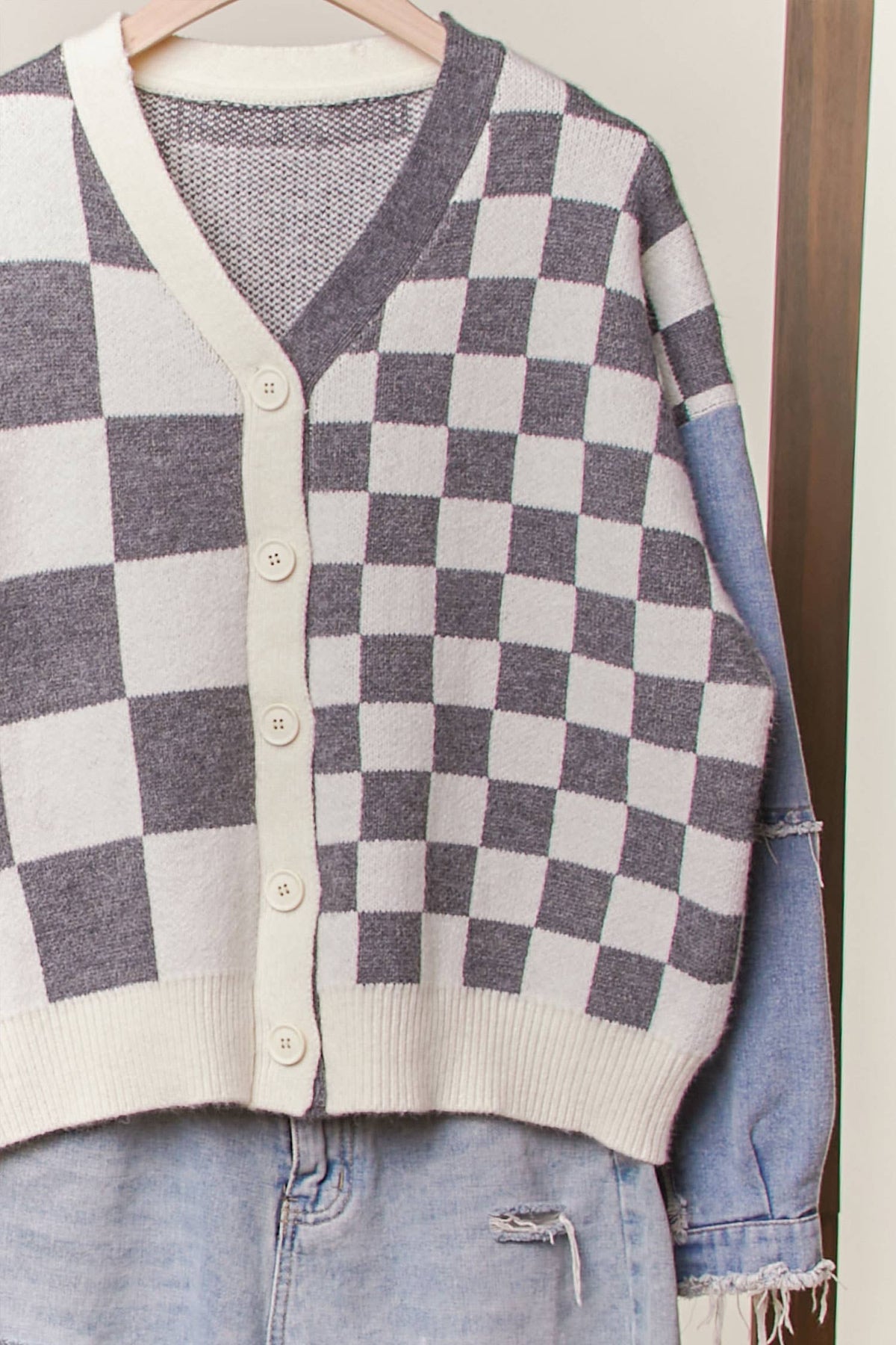 Checker Plaid Cardigan