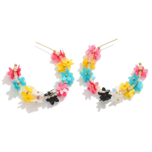 3D Flower Hoop Earrings