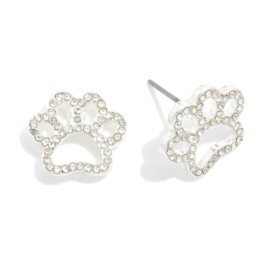 Rhinestone Paw Earrings