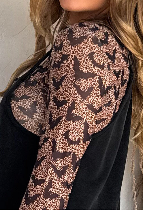 Bats Sheer Mesh Top