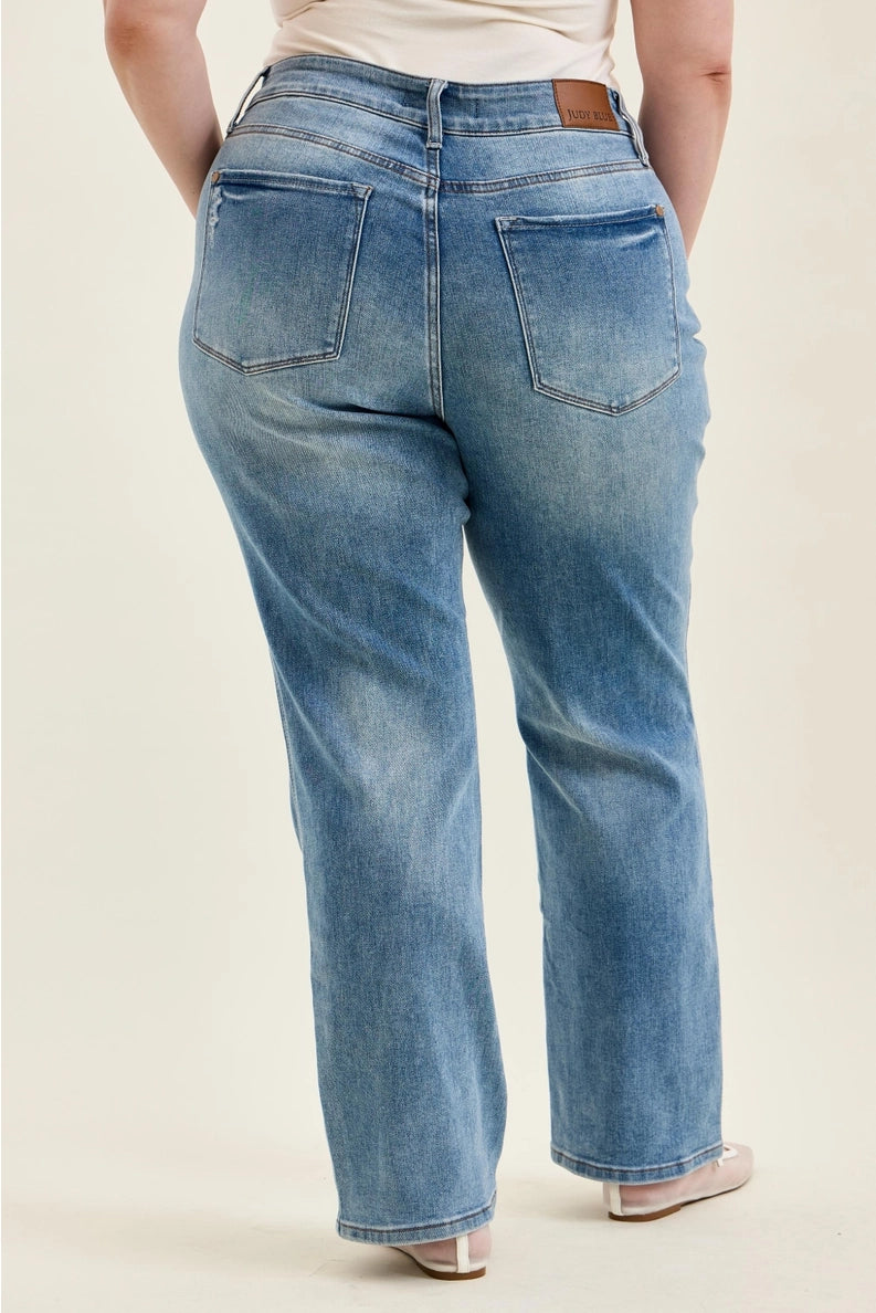Judy Blue Contrast Wash Straight Denim