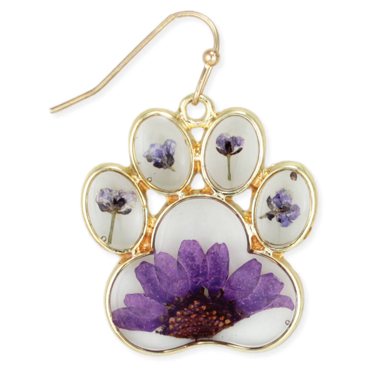 Purple Paw Dried Flower Earrings