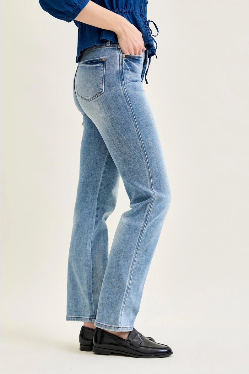 Judy Blue Contrast Wash Straight Denim