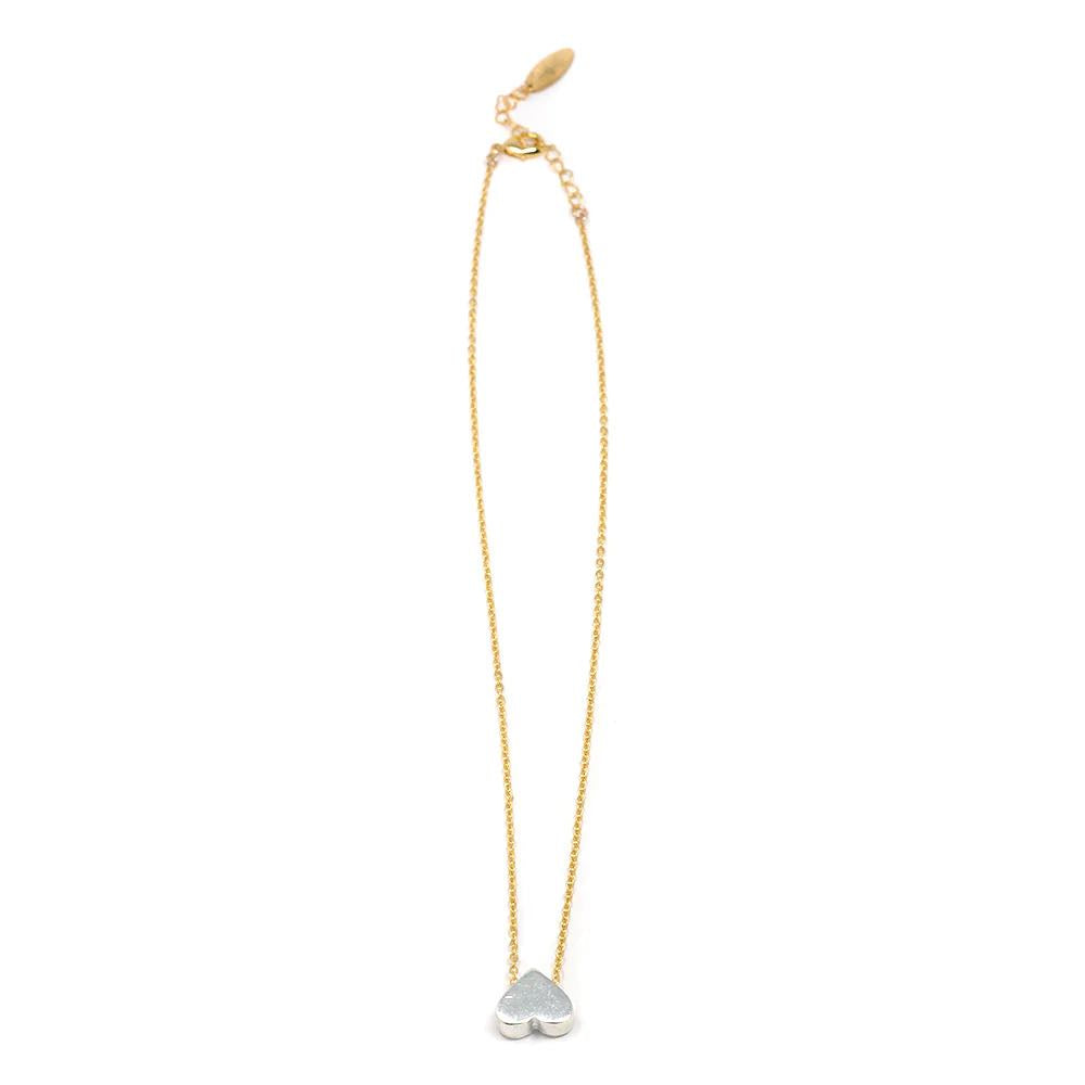 Upside Down Heart Necklace in Silver & Gold