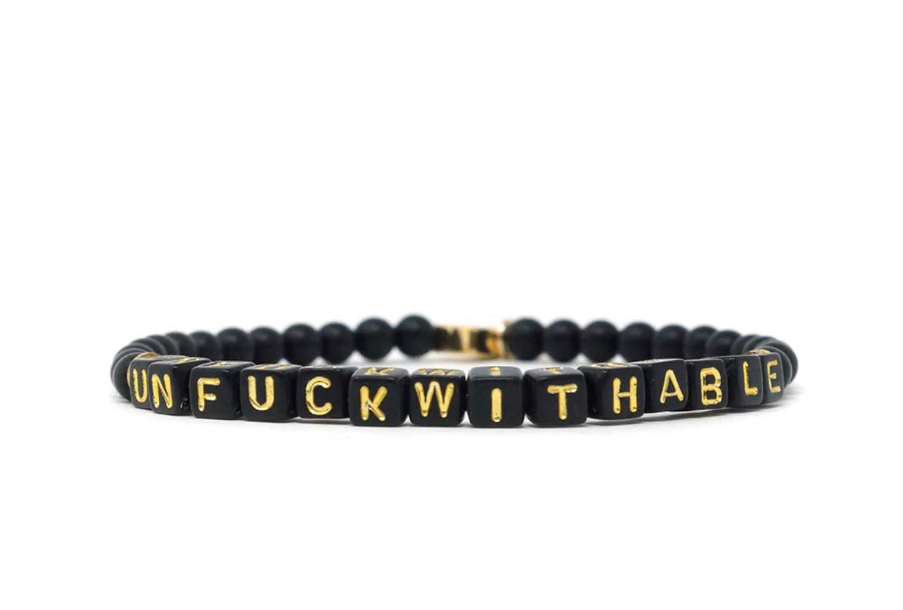 Tiny UNFUCKWITHABLE bracelet in Onyx