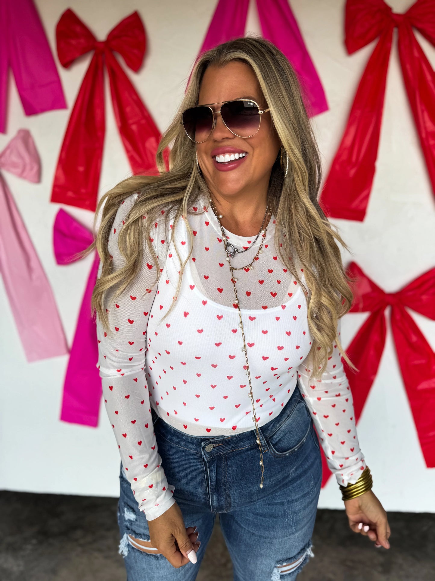 Tiny Hearts Sheer Mesh Top