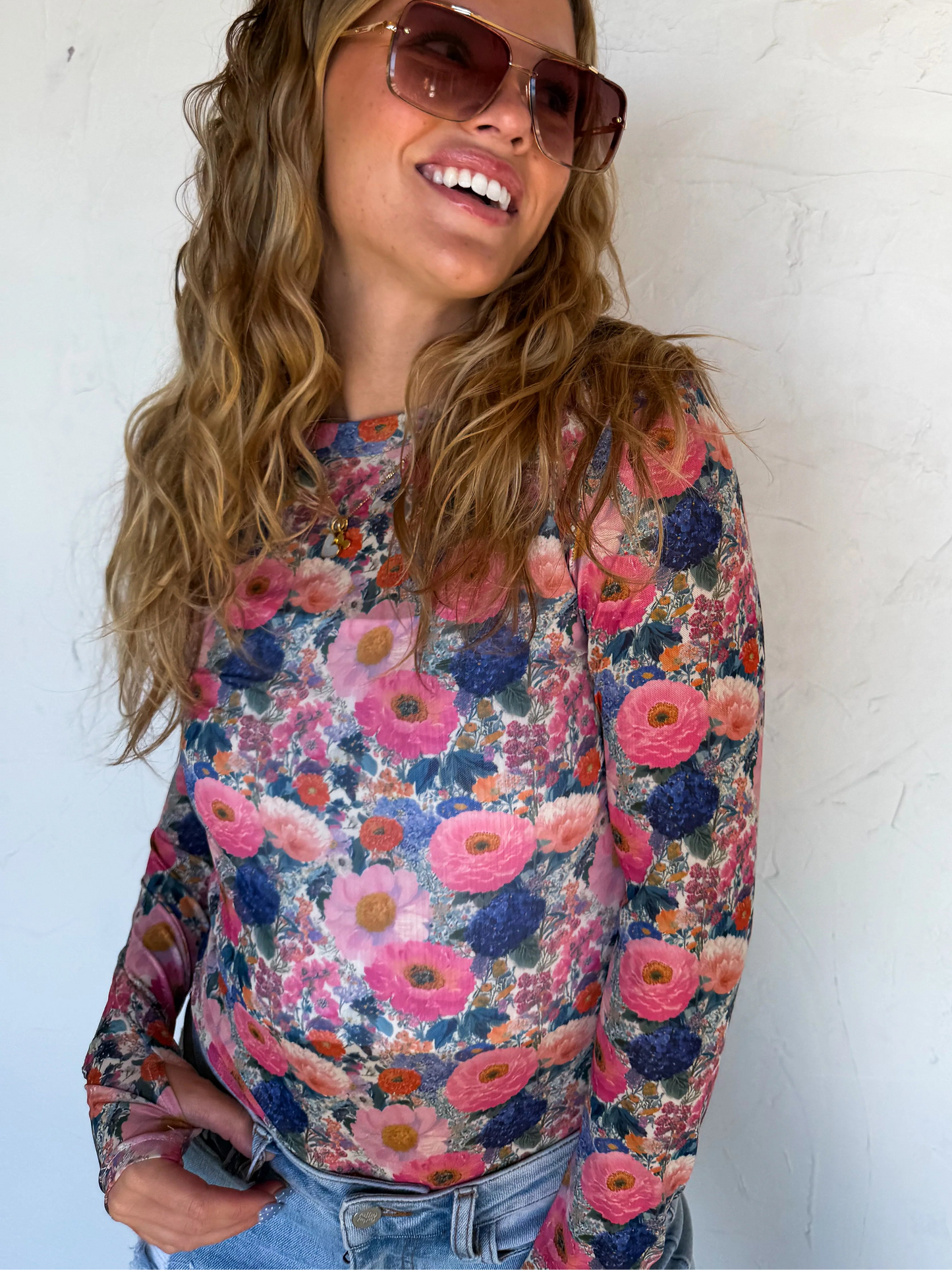 Floral Sheer Mesh Tops