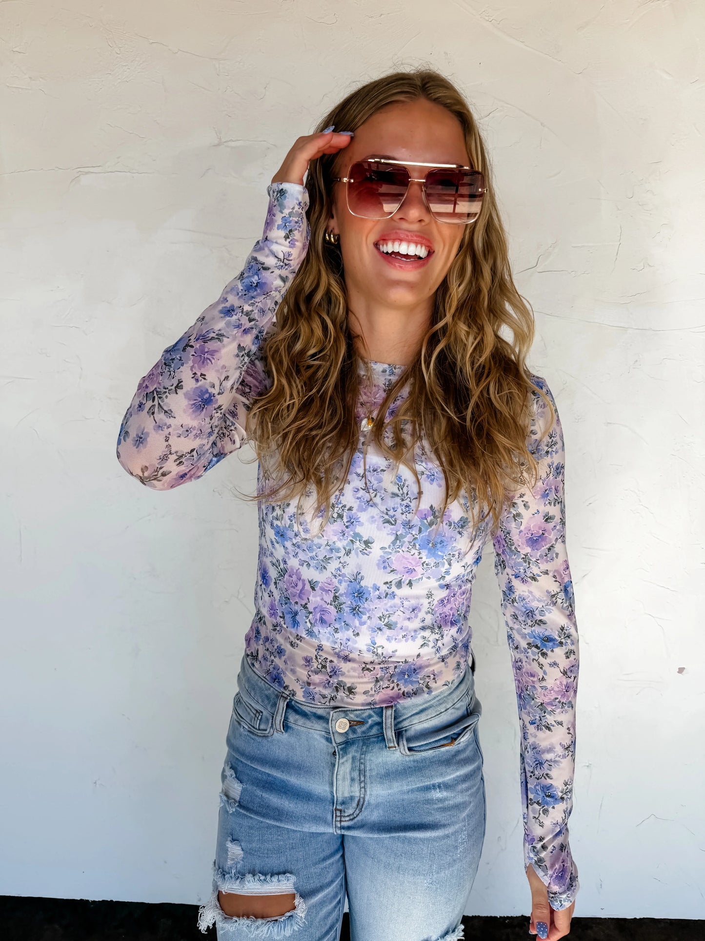 Floral Sheer Mesh Tops