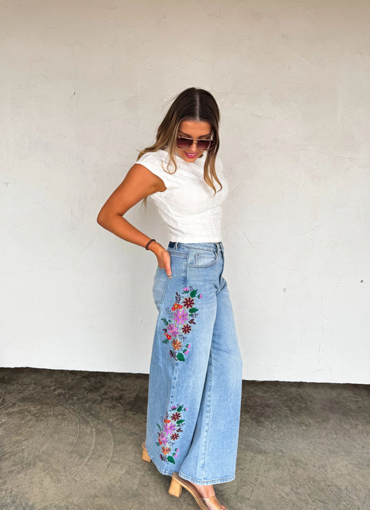 Floral Garden Embroidered Jean