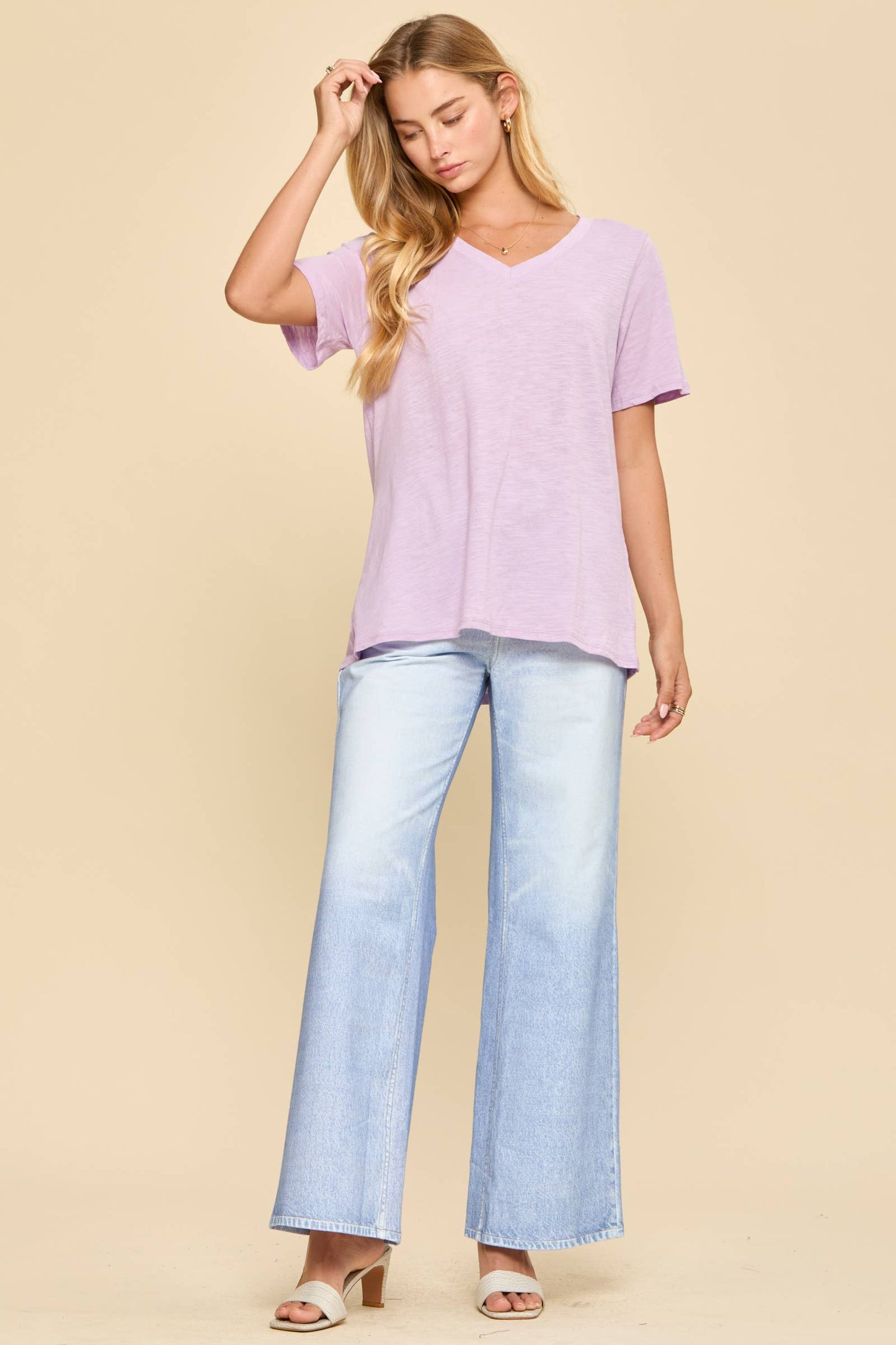 Cotton V-Neck Knit Top