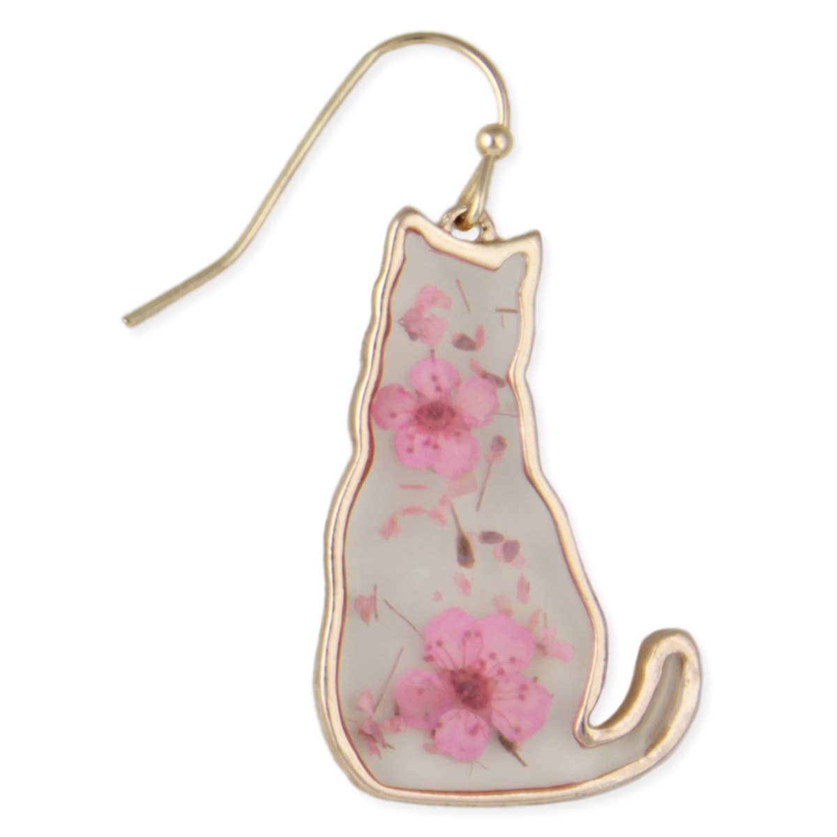 Cat Dried Flower Earrings