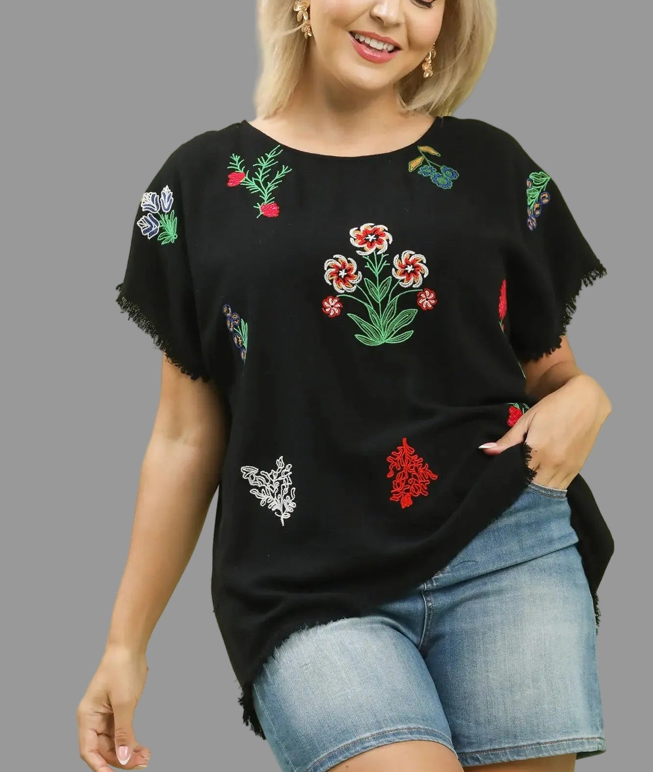 Linen Embroidered Top