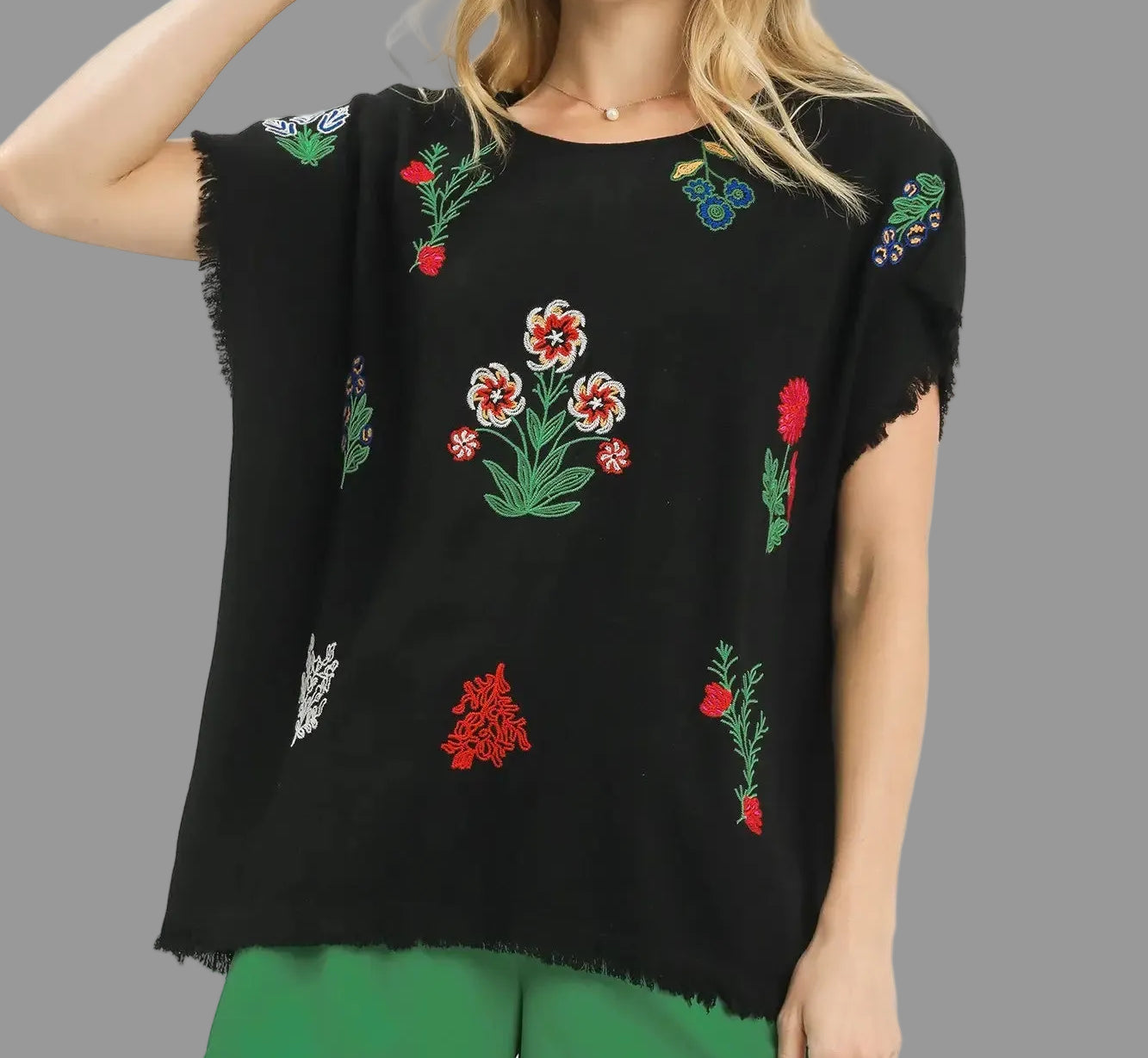 Linen Embroidered Top