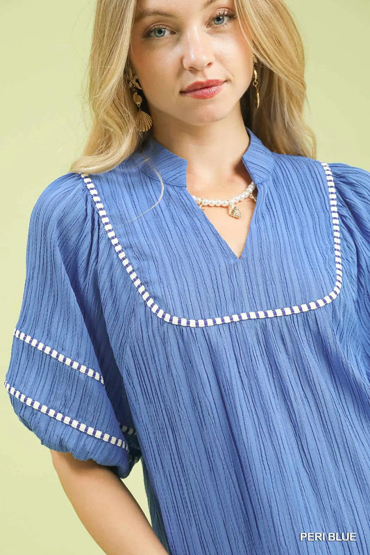 Textured Blue Top
