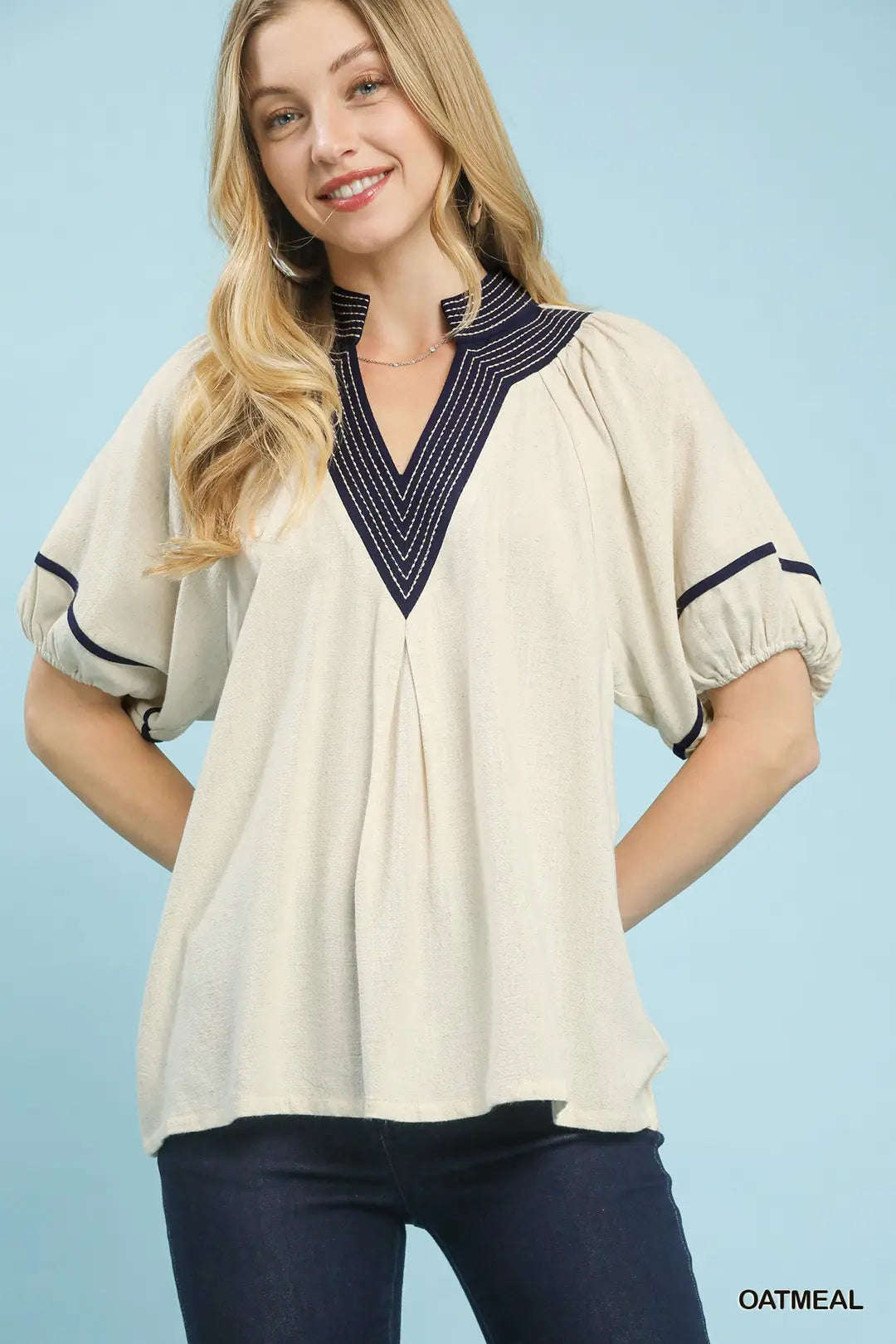 Linen Blend Oatmeal Top