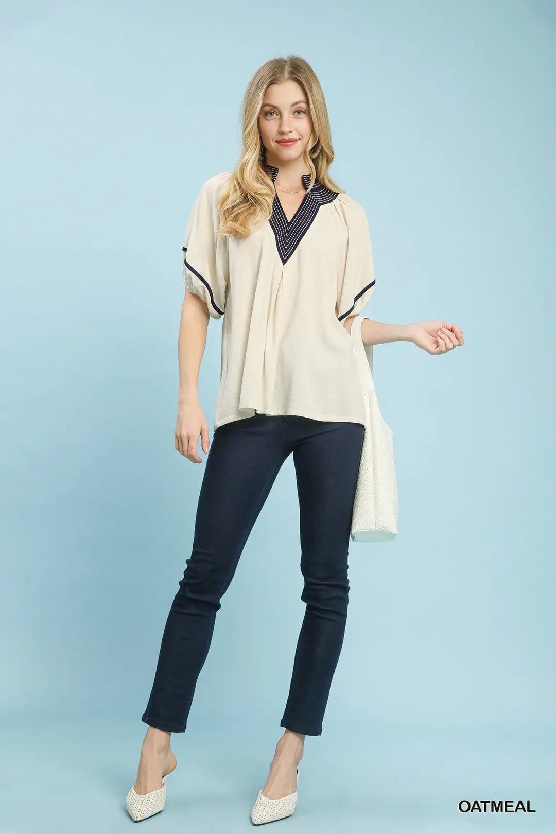 Linen Blend Oatmeal Top