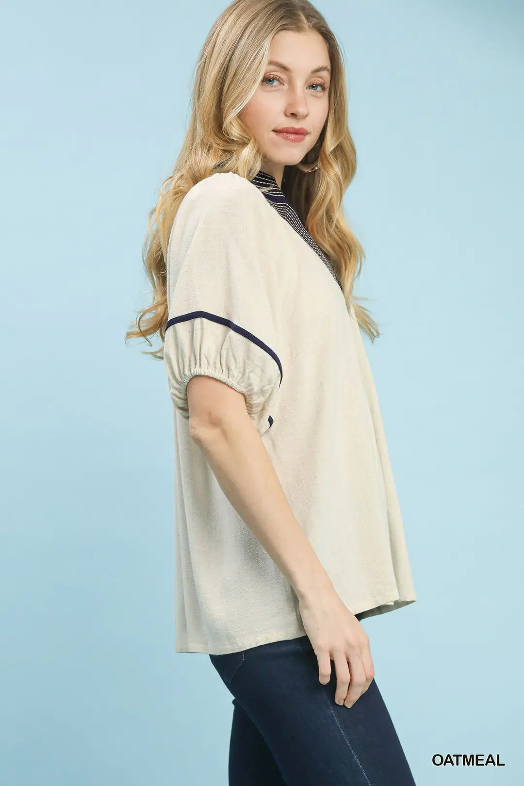 Linen Blend Oatmeal Top