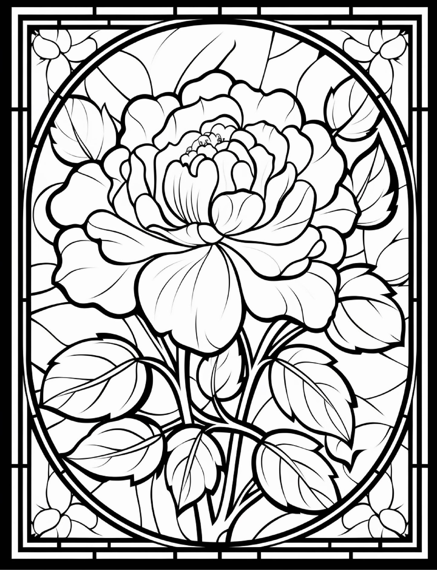 Adult Coloring Sheets Stained Glass Flowers