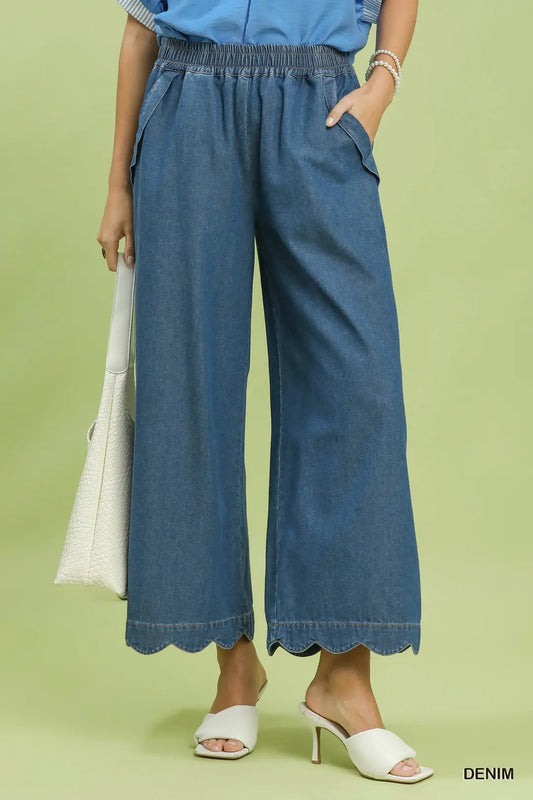 Scallop Hem Pull On Pant