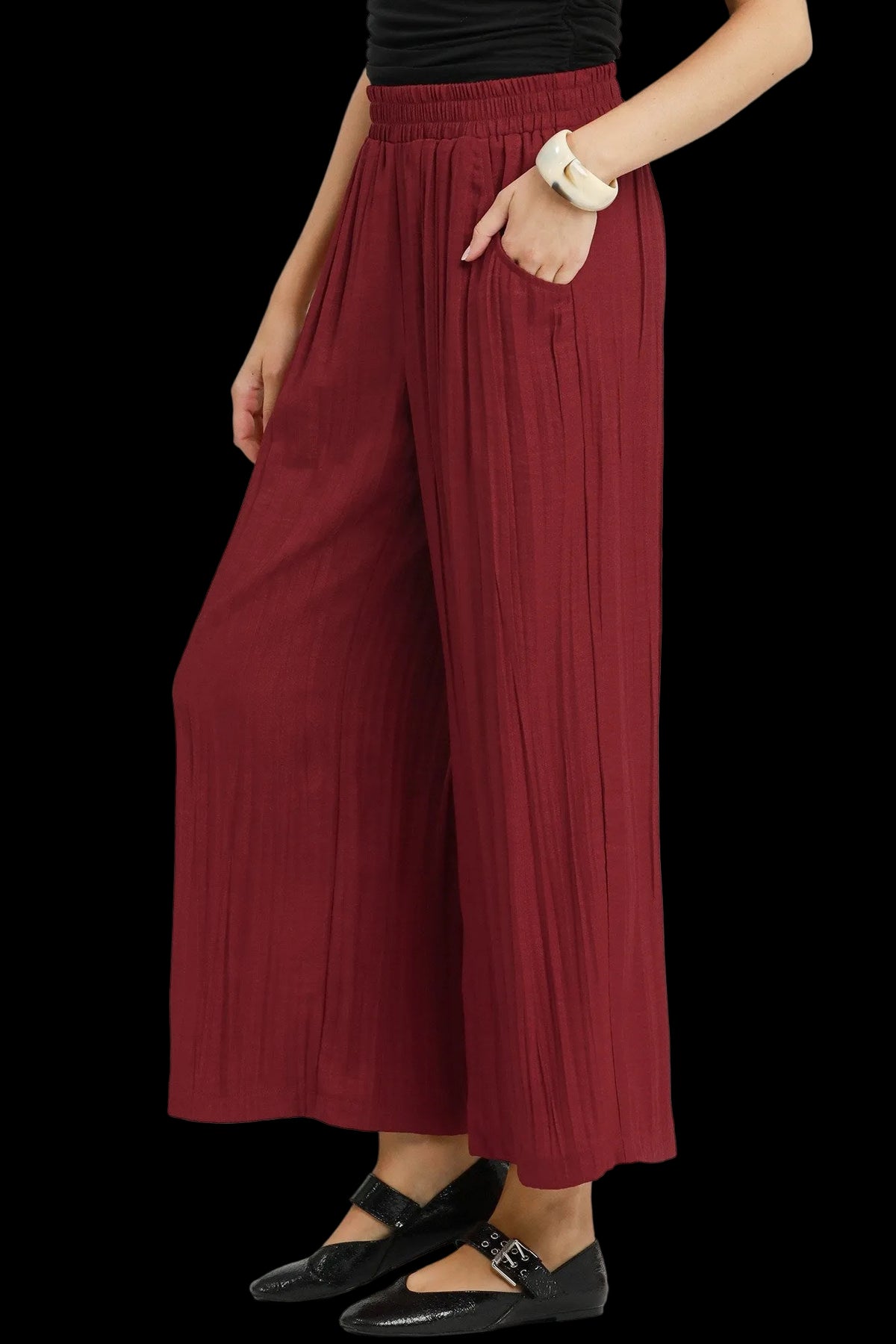 Pleated Pant in Merlot