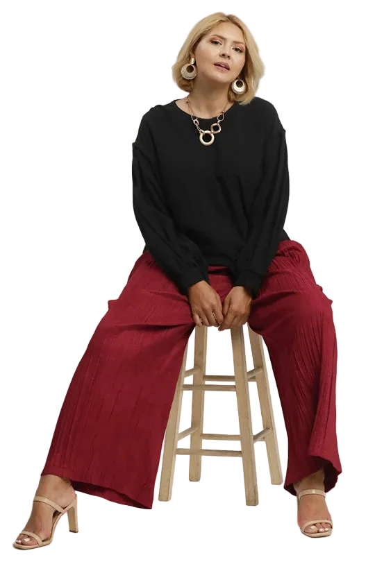 Pleated Pant in Merlot