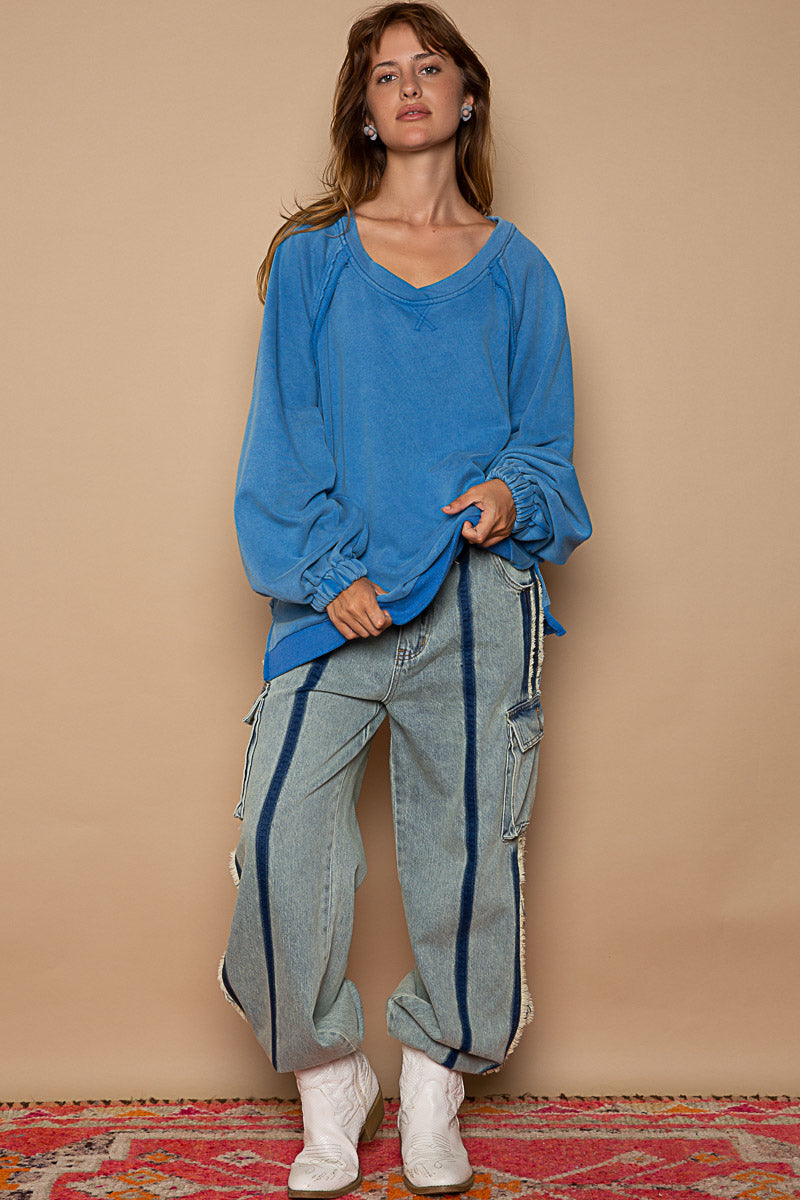 Cross Back Sweatshirt Blue