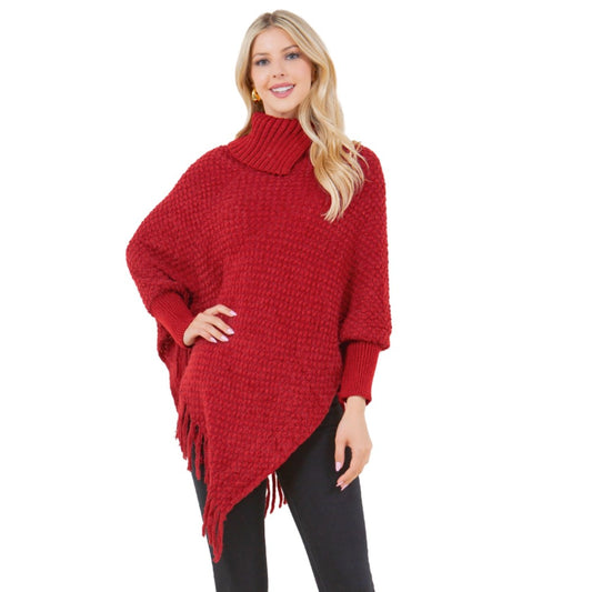 Red Cowl Poncho Top