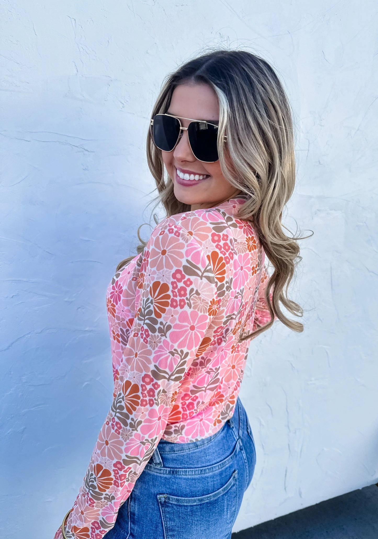 Floral Sheer Mesh Top