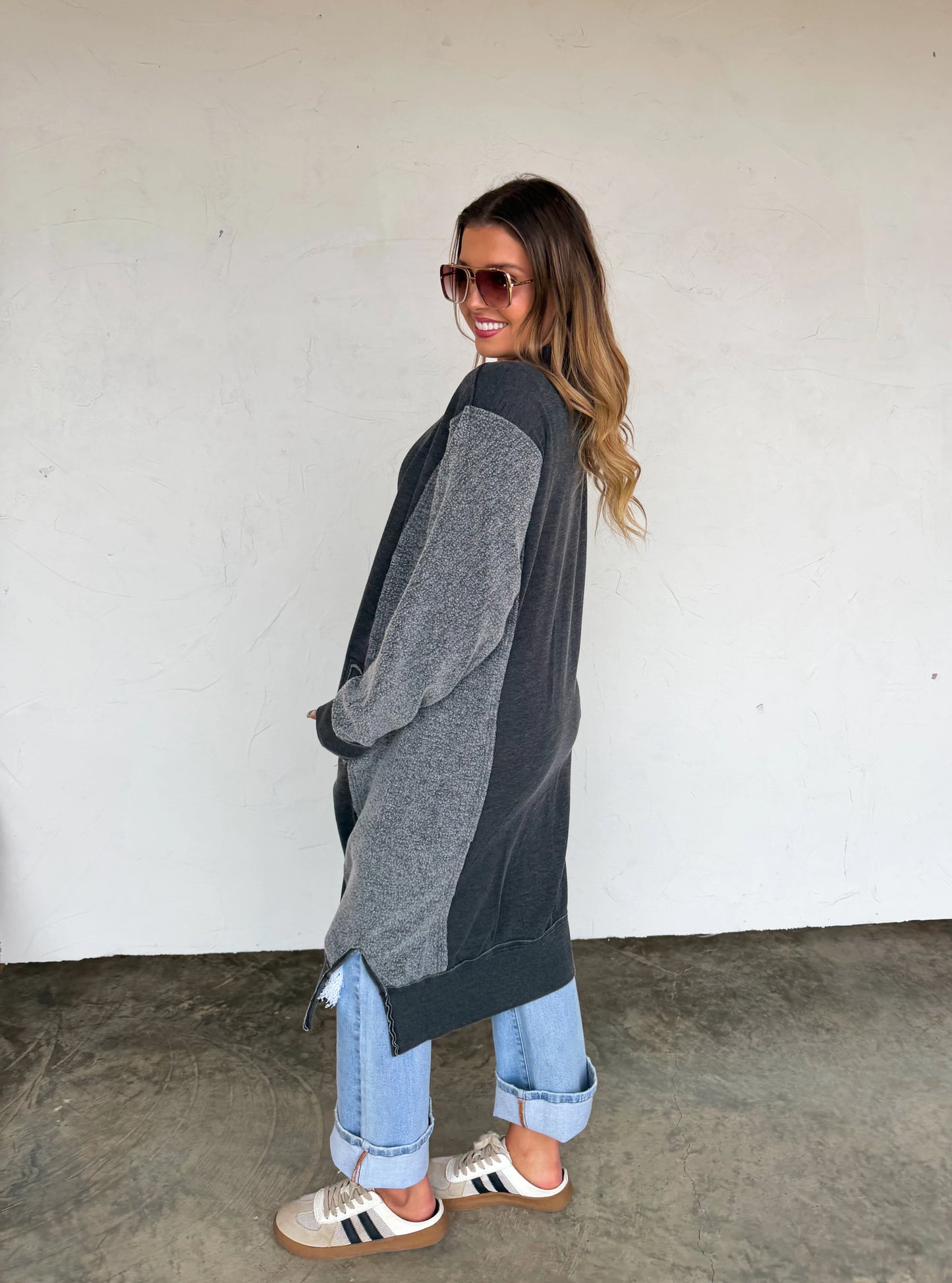 Sweatshirt Cardigan Duster