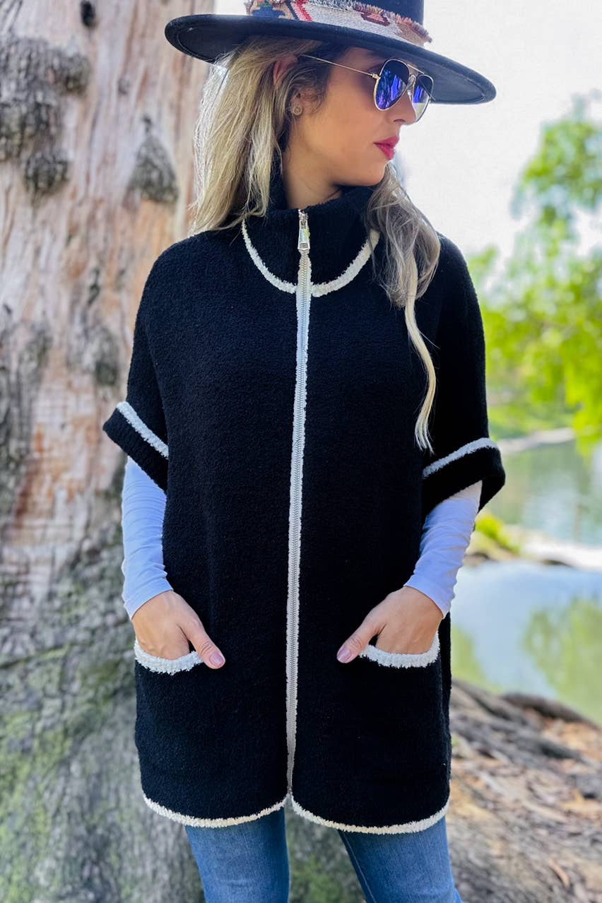 Zip-Up Knit Pocket Cardigan