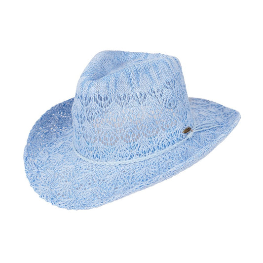 Horseshoe Lace Blue Knit Cowboy Hat