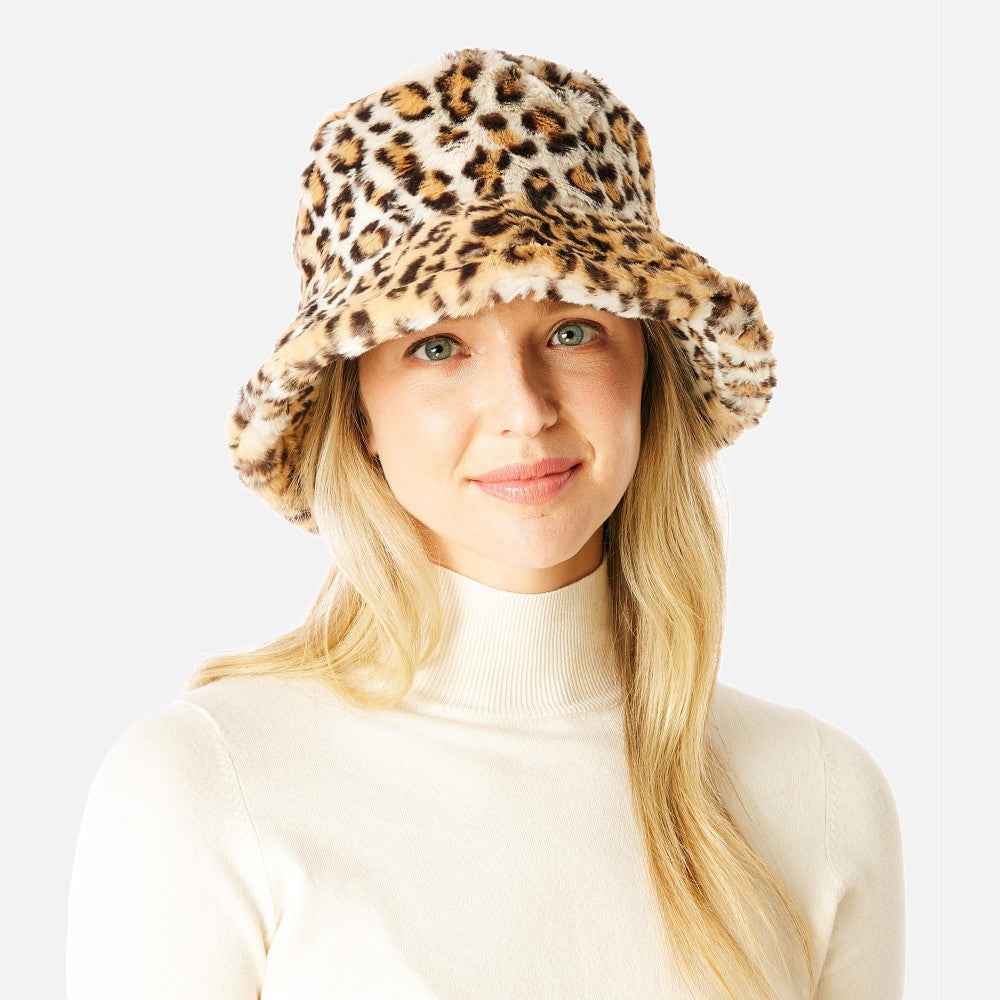 Faux Fur Cheetah Bucket Hat