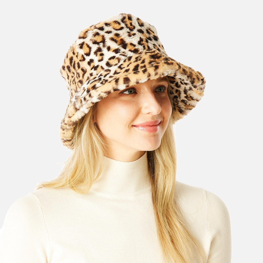 Faux Fur Cheetah Bucket Hat