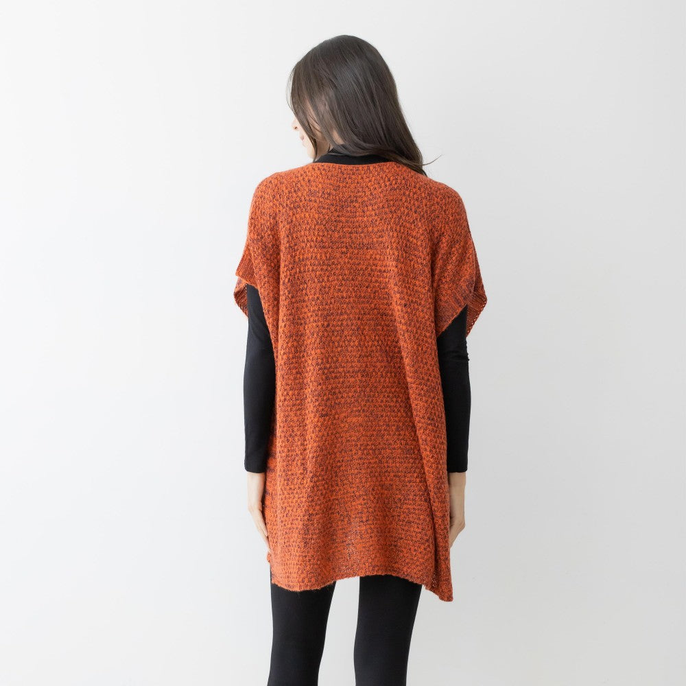 V Neck Knit Poncho Sweater With Pockets