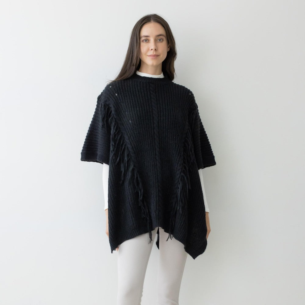 Black Fringe Poncho