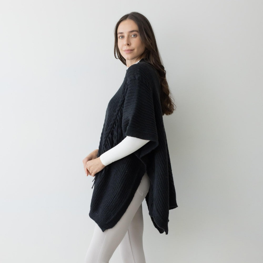 Black Fringe Poncho